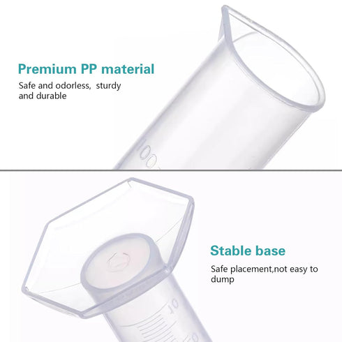 4PCS Plastic Graduated Cylinders Set, 10ml 25ml 50ml 100ml with 4PCS Pipettes, Funnel and Brush