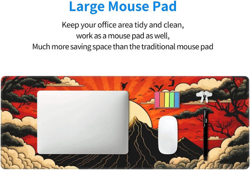 XL Japanese Mount Fuji Red Sunset Gaming Mouse Pad, Large Non-Slip Rubber Mousepad, 31.5'' X 11.8''.