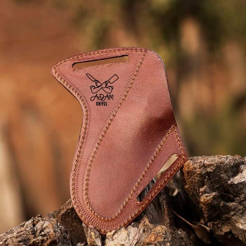 Leather Knife Sheath For Belt, Slanted Pancake Sheath, Tooled Leather Sheath, Beautiful Cow Boy Bull Cutter Knife Leather Cover 100% Real Leather (Leather) by ADAM KNIVES