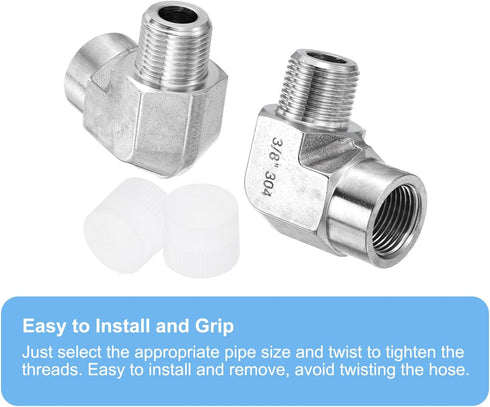 uxcell 2Pcs G3/8 Inch Male x G3/8 Inch Female 90 Degree Barstock Street Elbow, 304 Stainless Steel Pipe Fitting Adapter