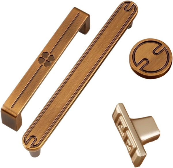 DLAHPJPT Antique Kitchen Furniture Cabinet Drawer Pull Gold Zinc Alloy Vintage Wardrobe Drawer