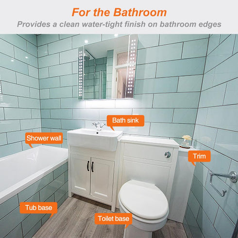 White Caulk Tape Waterproof Self Adhesive, Toilet Caulk Tape, Peel and Stick Caulking Tape for Floor Tile Corner Trim,