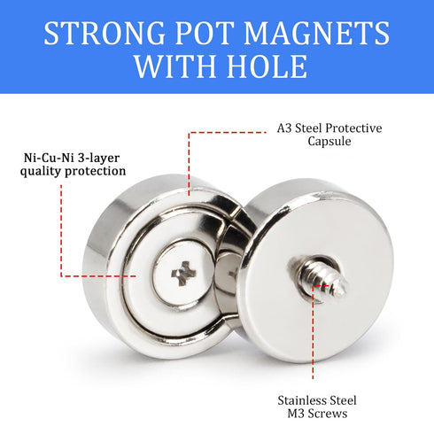 DUGUJIUJIAN 20Pack 0.63"*0.2" (16x5mm) Super Strong Cup Magnets Wall Mounting, Ring Neodymium Door Magnets with Screw