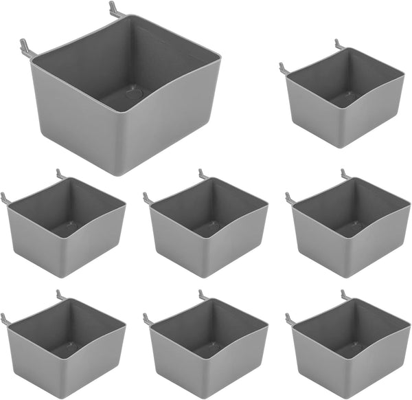 Hubceuo 8 Pieces Bins Kit Parts Storage Accessories Workbench Bins for Organizing Hardware(Grey)