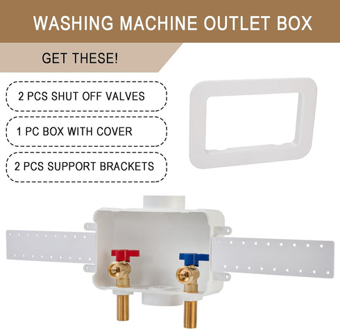 Washing Machine Outlet Box Sweat Thread with 2 inch Central Drain, 1/2 inch Thread, Connection for Hoses
