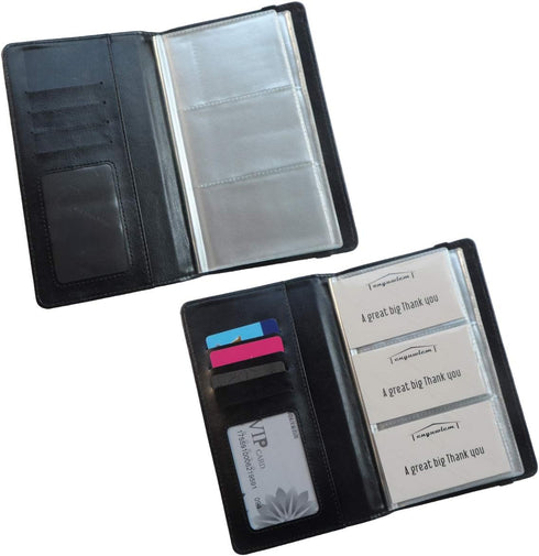 Enyuwlcm PU Leather Business Card Book Organizer, Holds 240 Cards, Black with Elastic Closure