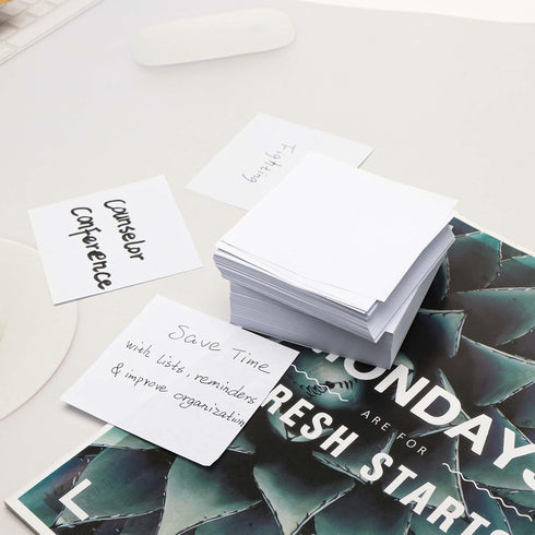 Non-Sticky Blank Notes Cube, 500 Sheets, 3.35x3.35 Inch White Memo Pad for Home Office Writing Supplies