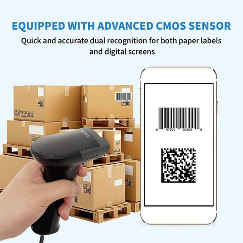 SUR ING CMOS PDF417 1D 2D Handheld USB Barcode Scanner, Wired QR Barcode Scanner Data Matrix for POS Mobile Payment