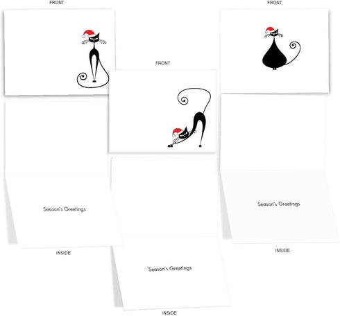 The Best Card Company Meowy Christmas Christmas Greeting Cards with Envelopes, Adult Cartoon Humor