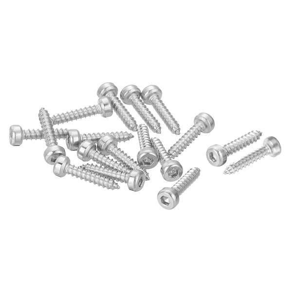 uxcell M2 Hex Socket Head Cap Self-Tapping Screw, 15Pcs 304 Stainless Steel, Hex Drive, Silver Tapping Screws