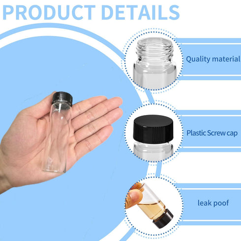 15 PCS 40ML Glass Vials, 27.5x95 mm, 10 Dram Borosilicate Glass Empty Vials with Caps