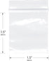 Plymor 1.5" x 1.5" Zipper Reclosable Plastic Bags, 2 Mil, Pack of 100