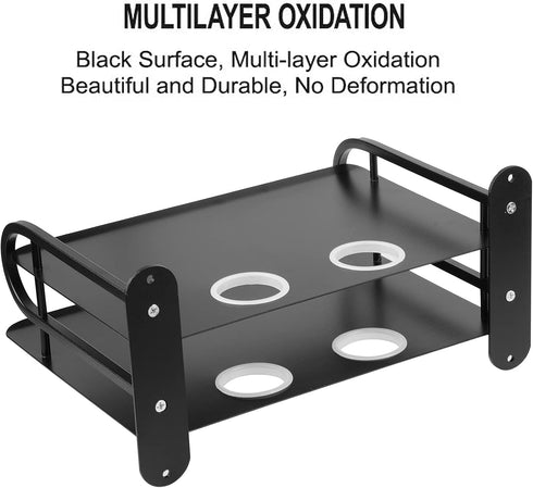 Fubeasi Set Z-Color Black Metal Double Wireless WiFi Router Storage Box/TV Box Shelf Wall Hanging Plug Board Bracket