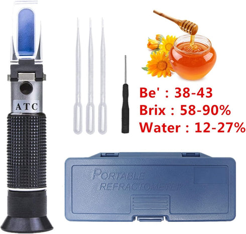 VGVGV Content(Set 1 Brix Refractometer, Water Honey Refractometer with ATC Calibration Honey Moisture Meter Tester