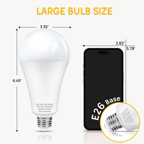 LED Light Bulb A23, 300W Equivalent, Super Bright 4060 Lumen, 5000k Cool Daylight White E26 Medium Base