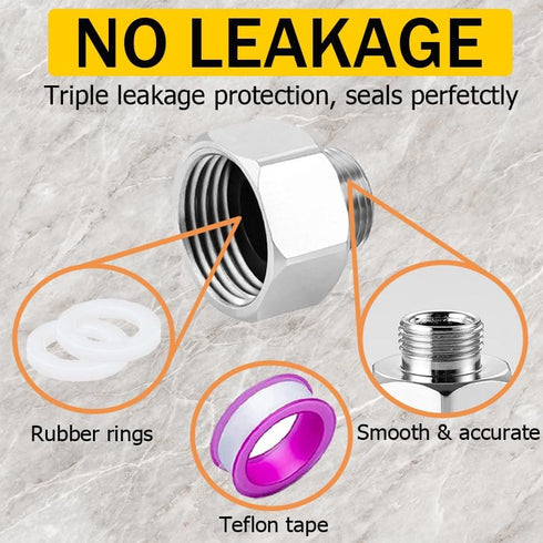 Faucet Supply Hose Adapter, 3/8 Male to 1/2 Female Water Line Adapter, 304 Compression Fittings, 2 Pack