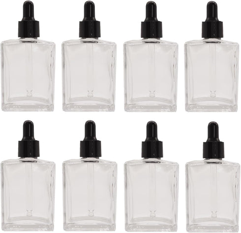 50ml Empty Essential Oil Dropper Bottle, 1.7oz Square Glass Serum Container for Liquid