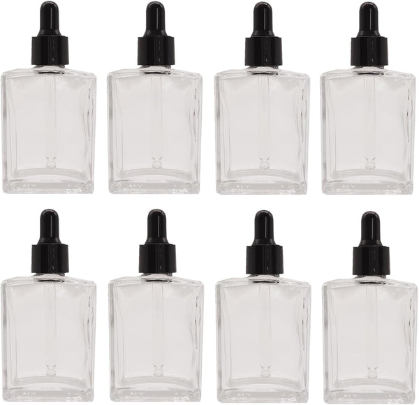 50ml Empty Essential Oil Dropper Bottle, 1.7oz Square Glass Serum Container for Liquid