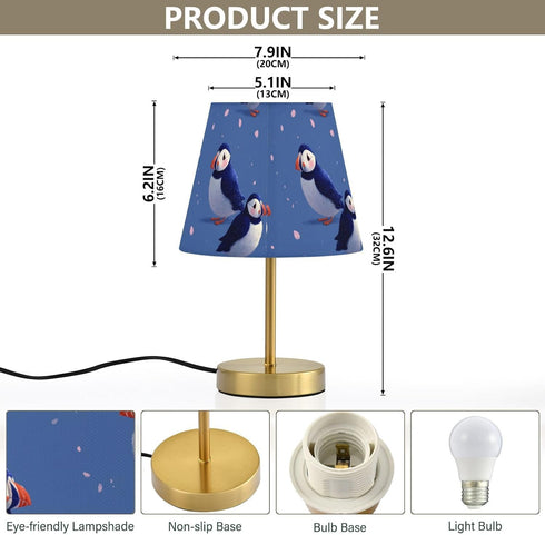 Yasala Table Lamp Puffins Cute Purple LED Night Light Minimalist Bedroom Reading Dorm Nightstand Desk Lamp Color