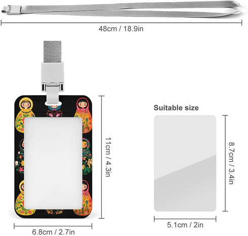 Generic Matryoshka Russian-Nesting Doll Retractable ID Badge Holder Vertical Card Holder with Lanyard