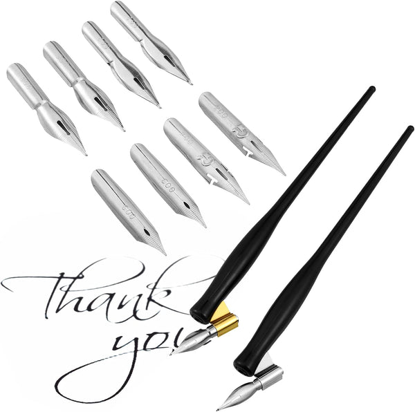 Zonon Oblique Calligraphy Dip Pen Set, 2-in-1 Calligraphy Oblique Pen or Straight Holder with 8 Pcs Replacement Nibs (2