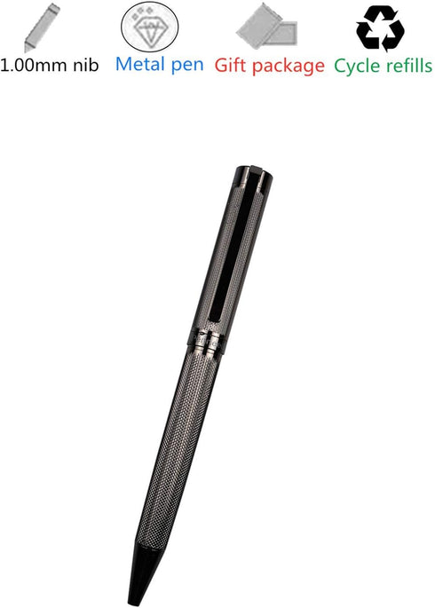 Ballpoint Pen for Men Women, Executive Home Office Use with Gift Box, Refillable 1.0mm Black Ink B8 (Fancy Deep Gray)