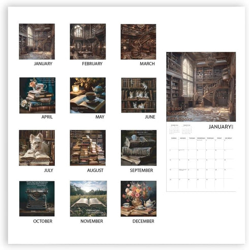 Booklovers Wall Calendar 2025 - Famous Literary Quotes, 12 x 12 inch, Gift for Book Lovers