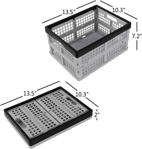 Jekiyo 16-Liter Set 3 Folding Crates Storage, Collapsible Container Plastic