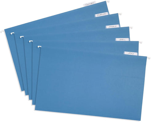 Blue Summit Legal Hanging File Folders, Legal Size, Blue, 25 Pack