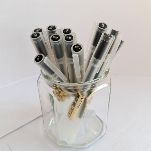 Japanese Minimalist Style Black Ink Gel Pens,0.38mm Extra Fine Point Gel Ink Rollerball Pens,12 Count (WINYOOD-230)