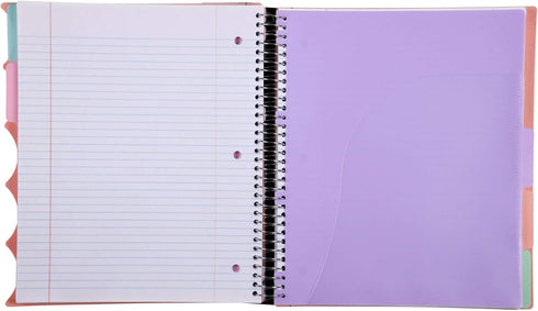 Mintra Office Durable PREMIUM Spiral Notebook, Salmon, 5 Subject (8.5in x 11in), College Ruled, Fabric Covered Coils,