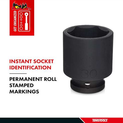 Teng Tools 24MM 1/2 Inch Drive Short Reach Stubby Chrome Molybdenum Impact Socket, Low Profile Mechanic Tool