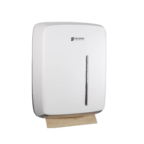 Commercial San Jamar Timeless Folded/Multifold Paper Towel Dispenser for Bathroom and Kitchen, White, Universal Paper