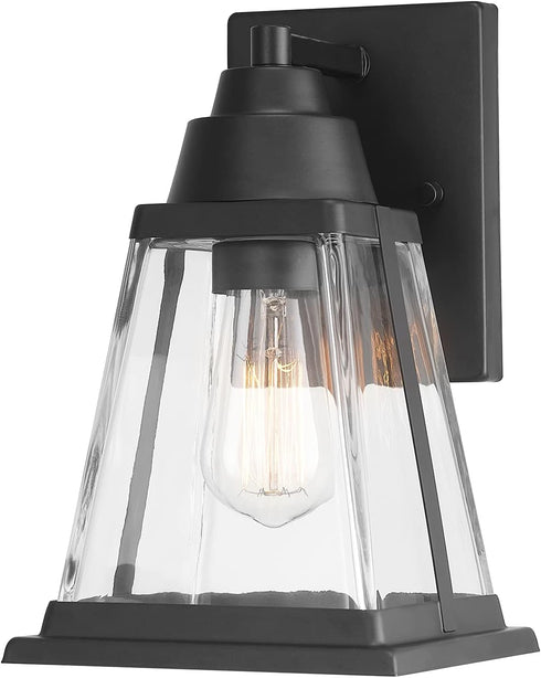 Globe Electric 44697 Merle 1-Light Outdoor Wall Sconce, Bronze, Clear Glass Shade,