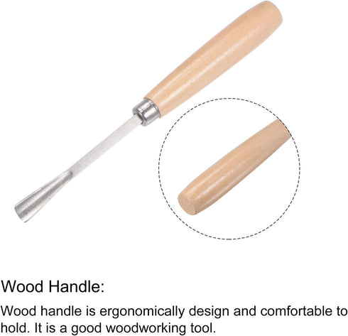 uxcell Wood Chisels Carving Knife, 10mm Chrome Plated 45# Carbon Steel Straight Half-round Tip, 165mm (6.5-Inch)