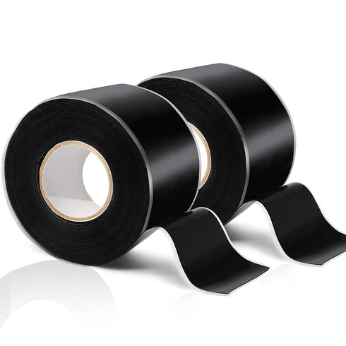 2 Rolls Self Fusing Silicone Tape, 1in(W) x 10ft(L), Waterproof Leak Seal Tape, Black