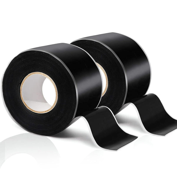 2 Rolls Self Fusing Silicone Tape, 1in(W) x 10ft(L), Waterproof Leak Seal Tape, Black