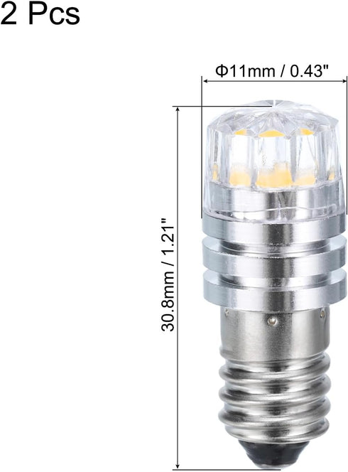 MECCANIXITY 3V/0.12A E10 Mini LED Light Bulbs, 2Pcs Miniature Screw Bulbs Flashlight Bulbs for Scientific Experiment Lighting DIY Accessories, Warm White Light by MECCANIXITY