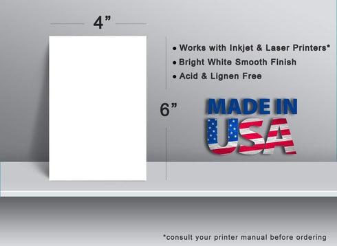 Extra Heavy Duty 130lb Cover Cardstock - 4" x 6" Bright White, 350gsm 17pt Thick Paper, 40 Pack