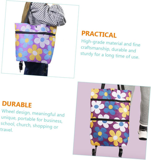 Cabilock Folding Tug Shopping Bag Rolling Cart Roller Cart Trolley Wheels Wheels Foldable Shopping Bags for Groceries