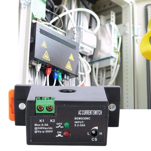AC Current Sensing Switch, Adjustable Current 0.2~30A, Flameproof ABS Self Powered with User Manual