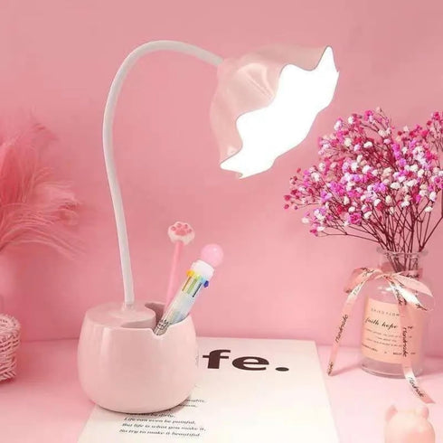 RIMIRICO Flower Table Lamp for Bedroom, LED Bedside Lamp Flexible Silicone Gooseneck Nightstand Lamp for Living Room