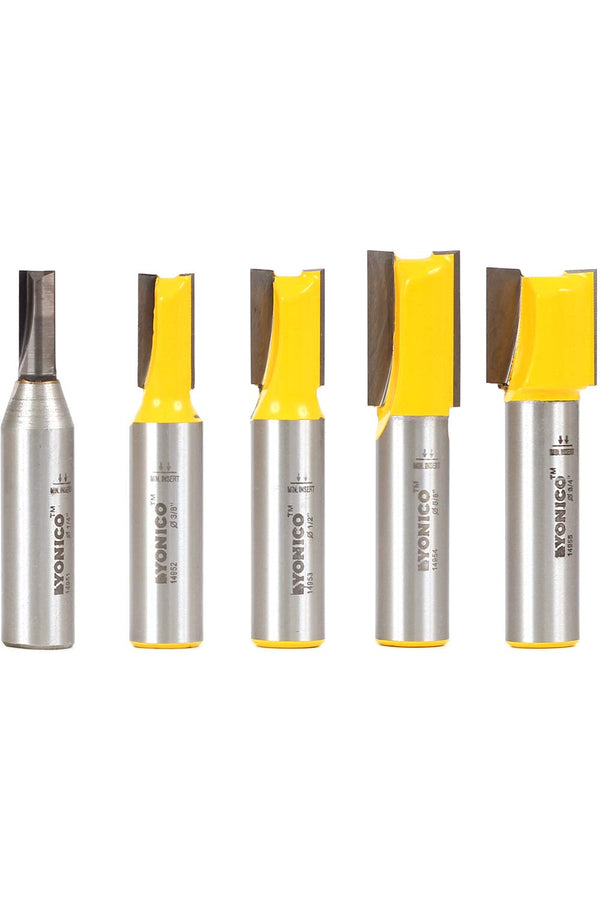 YONICO Straight Router Bits Set 5 Bit 1/2-Inch Shank 14522
