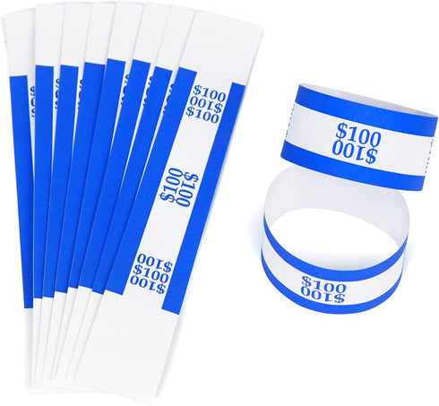 ESSENTIAL 100 7.5 1.15 Inches, ($100 Pcs Currency Straps - Bill Wrappers, x Money Bands to Organize Bills, ABA Standard