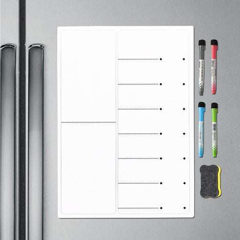 Magnetic Dry Erase Board Sheet for Refrigerator/Office/Locker, Weekly Planner with 1 Eraser, 4 Markers - 17” x 12”