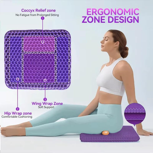 Tailbone Seat Cushion Gel for Office & Car TPE Gel Double-Thick Orthopedic Cooling Coccyx Pillow for Support & Outdoor
