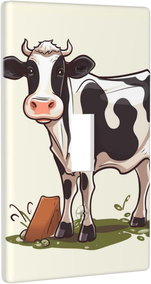RTSTNMBD 1-Gang 4.5" 2.76" Decorator Wall Plate Light Switch Covers x Receptacle Outlet Covers Dairy cow Wall Plates