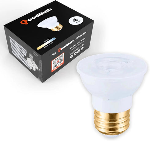 GoodBulb PAR16 LED Light Bulb, 7-Watt (50W Equivalent) Dimmable, Short Neck Flood Light, 5000K Daylight White, 450-Lumens, E26 Base (Pack of 4) by GoodBulb