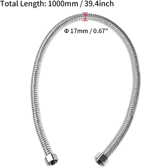 uxcell Corrugated Stainless Steel Flexible Water Line 39.4inch Long G1/2 Female Threaded Connector with Washer