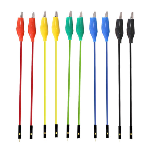 Makeronics Alligator Clip to Breadboard Jumper Wires, 10pcs 12 inch, 22AWG Test Lead